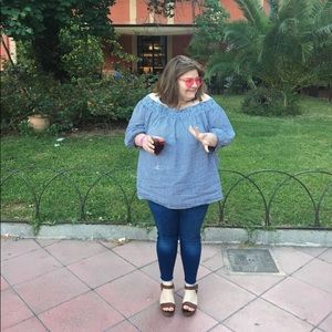 Gingham off the shoulder top